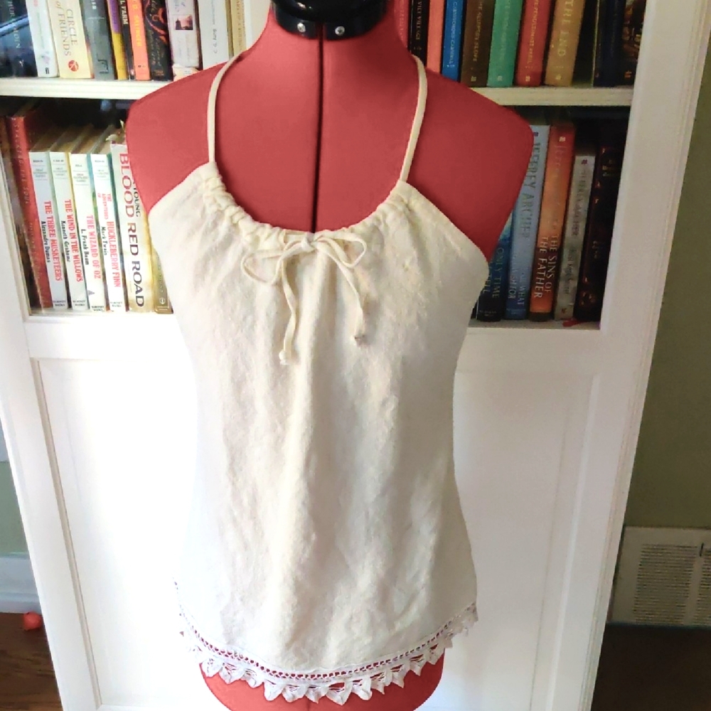 🎈SALE 2 For $40🎈Adjustable Linen Top With Lace Trim Size M/L